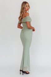 Silver Moon Off-Shoulder Maxi Dress Sage